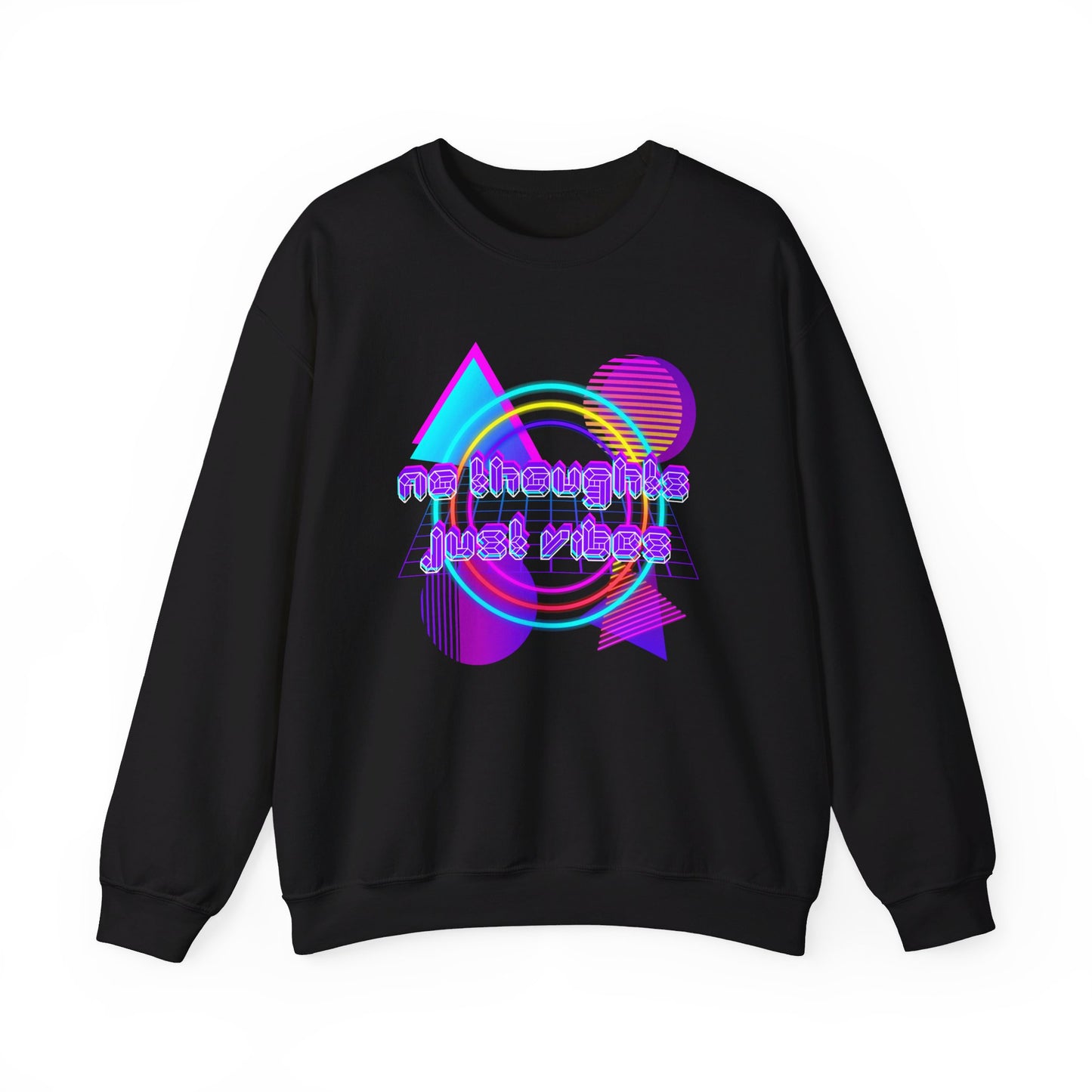 No Thoughts Just Vibes 80s Style Sweatshirt - Black